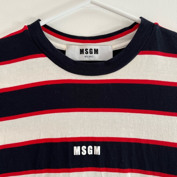 MSGM Striped Logo T-Shirt - Picture 2 of 8